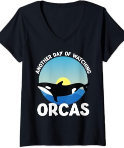 Womens Another day of watching Orcas Orcas V-Neck T-Shirt