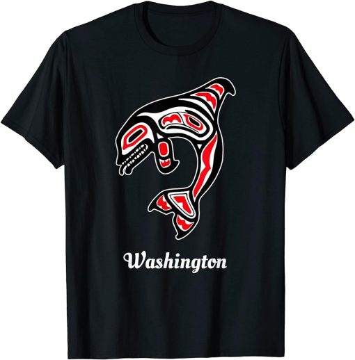 Native American Washington Red Orca Killer Whale T-Shirt