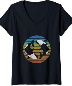 Womens Retro Orca V-Neck T-Shirt