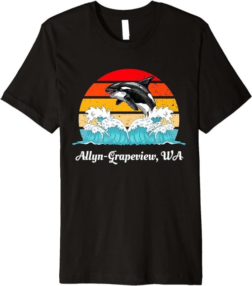 Vintage Port Angeles WA Distressed Orca Killer Whale Art Premium T-Shirt