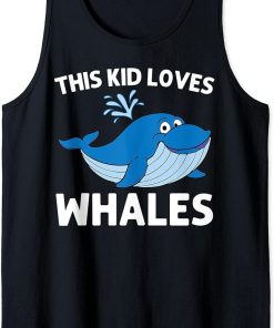 Funny Whale Art For Kids Boys Orca Narwhal Blue Whales Tank Top