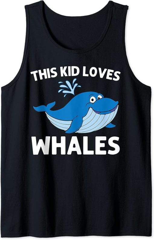 Funny Whale Art For Kids Boys Orca Narwhal Blue Whales Tank Top