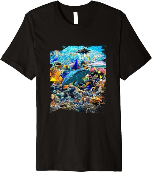 Ocean Dolphin Shark Turtle Coral Sea Fish Orca Whale Reef Premium T-Shirt