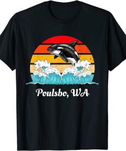 Vintage Poulsbo WA Distressed Orca Killer Whale Art T-Shirt