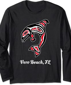 Native American Vero Beach Florida Red Orca Killer Whale Long Sleeve T-Shirt