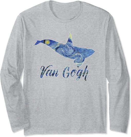 Orca Van Gogh Starry Night Art Van Gogh Painting Whale Long Sleeve T-Shirt