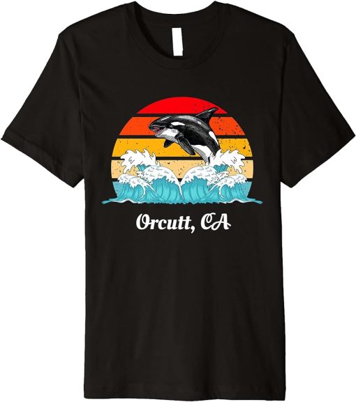 Vintage Orcutt CA Distressed Orca Killer Whale Art Premium T-Shirt